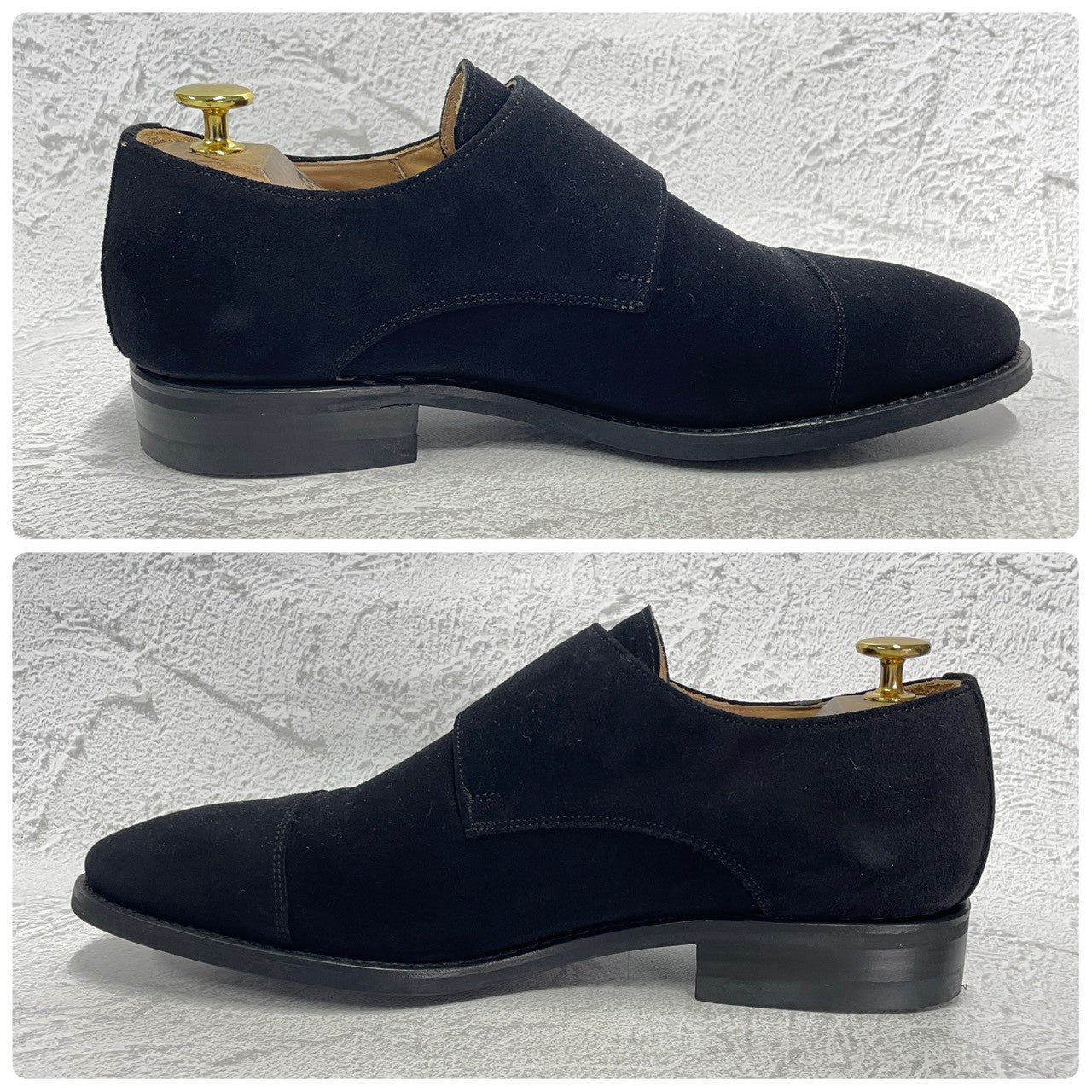 【美品】Berwick バーウィック 1168 Double Monk Strap ダブルモンクストラップ スエード 黒 ブラック UK8 / 27cm【W3390】