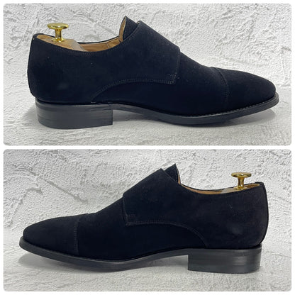 【美品】Berwick バーウィック 1168 Double Monk Strap ダブルモンクストラップ スエード 黒 ブラック UK8 / 27cm【W3390】