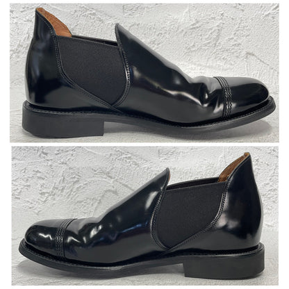 【美品】SANDERS サンダース 1629B MILITARY CAP TOE SHORT CHELSEA ミリタリー キャップトゥ サイドゴアブーツ ダイナイトソール 黒 ブラック UK5 / 24～24.5cm【W3393】