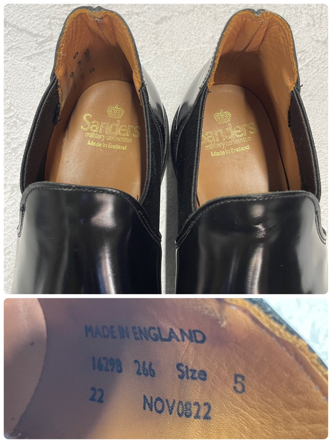 【美品】SANDERS サンダース 1629B MILITARY CAP TOE SHORT CHELSEA ミリタリー キャップトゥ サイドゴアブーツ ダイナイトソール 黒 ブラック UK5 / 24～24.5cm【W3393】