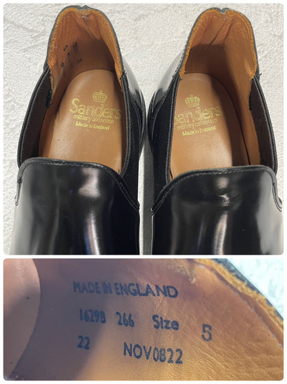 【美品】SANDERS サンダース 1629B MILITARY CAP TOE SHORT CHELSEA ミリタリー キャップトゥ サイドゴアブーツ ダイナイトソール 黒 ブラック UK5 / 24～24.5cm【W3393】