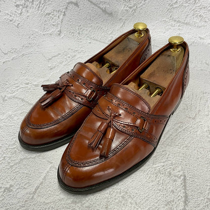 Yves Saint Laurent イヴ・サンローラン タッセルローファー サドル ブローグ 茶 ブラウン 25cm EEE【W3396】