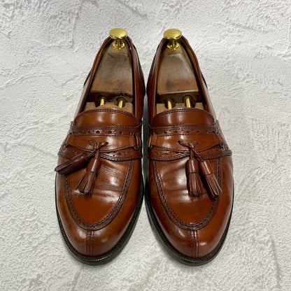 Yves Saint Laurent イヴ・サンローラン タッセルローファー サドル ブローグ 茶 ブラウン 25cm EEE【W3396】