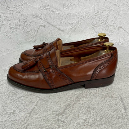 Yves Saint Laurent イヴ・サンローラン タッセルローファー サドル ブローグ 茶 ブラウン 25cm EEE【W3396】