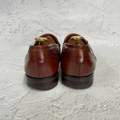 Yves Saint Laurent イヴ・サンローラン タッセルローファー サドル ブローグ 茶 ブラウン 25cm EEE【W3396】