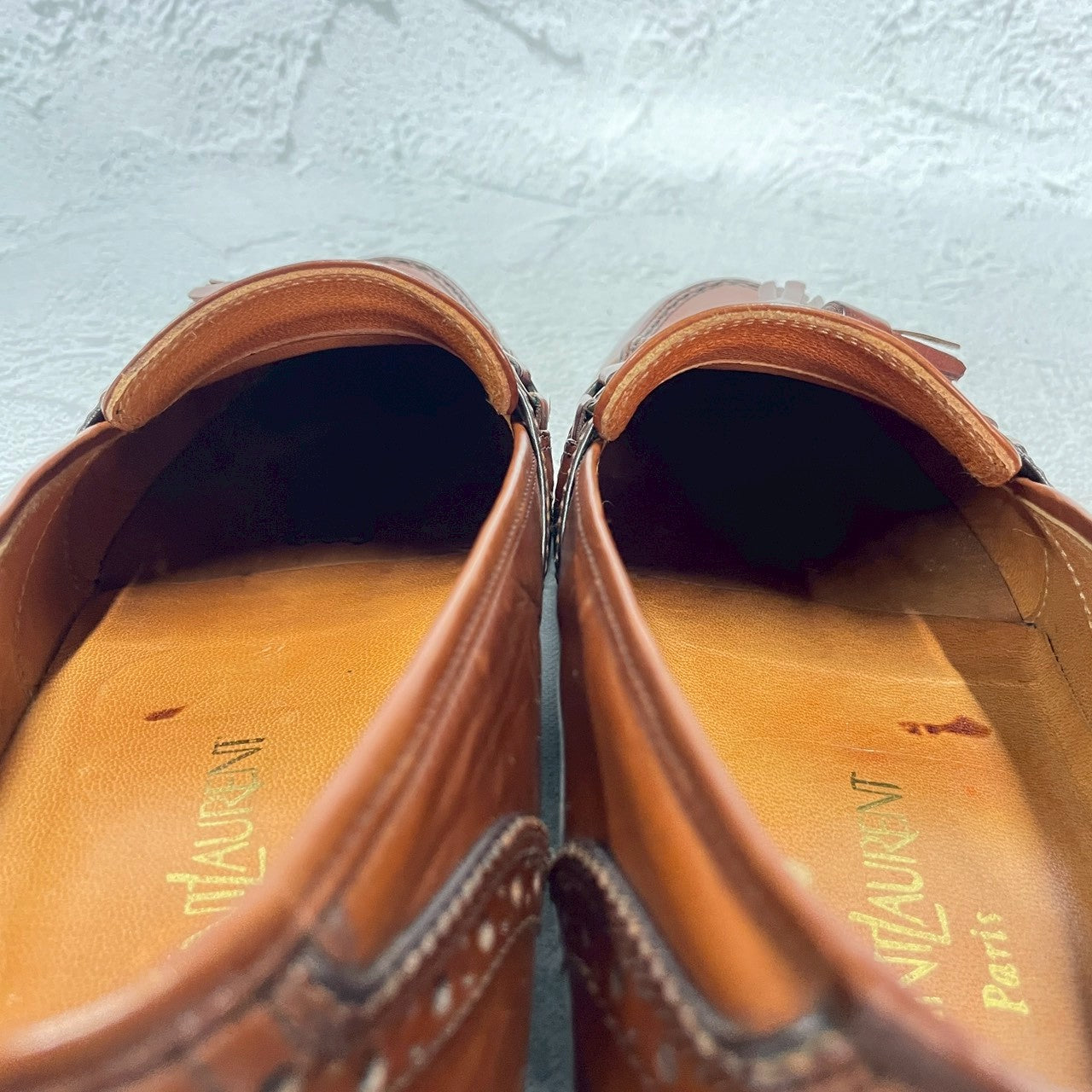 Yves Saint Laurent イヴ・サンローラン タッセルローファー サドル ブローグ 茶 ブラウン 25cm EEE【W3396】