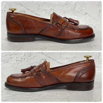 Yves Saint Laurent イヴ・サンローラン タッセルローファー サドル ブローグ 茶 ブラウン 25cm EEE【W3396】