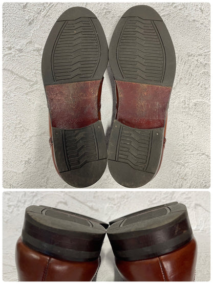 Yves Saint Laurent イヴ・サンローラン タッセルローファー サドル ブローグ 茶 ブラウン 25cm EEE【W3396】