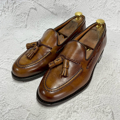 【美品】Berwick バーウィック 4340 タッセルローファー レザーソール 茶 ブラウン UK5.5 / 24.5cm【W3397】