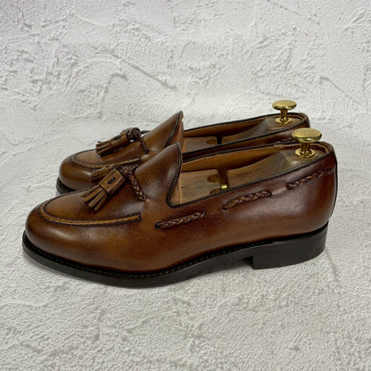 【美品】Berwick バーウィック 4340 タッセルローファー レザーソール 茶 ブラウン UK5.5 / 24.5cm【W3397】
