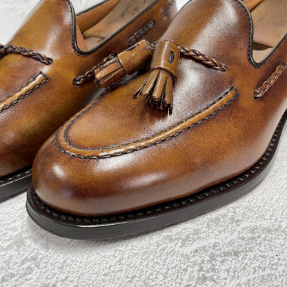 【美品】Berwick バーウィック 4340 タッセルローファー レザーソール 茶 ブラウン UK5.5 / 24.5cm【W3397】