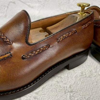 【美品】Berwick バーウィック 4340 タッセルローファー レザーソール 茶 ブラウン UK5.5 / 24.5cm【W3397】