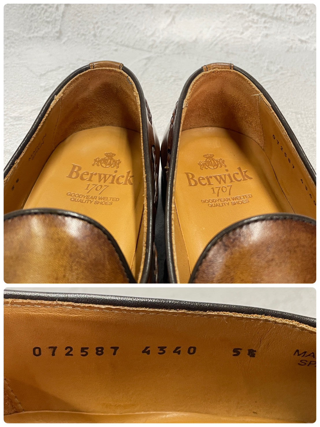 【美品】Berwick バーウィック 4340 タッセルローファー レザーソール 茶 ブラウン UK5.5 / 24.5cm【W3397】