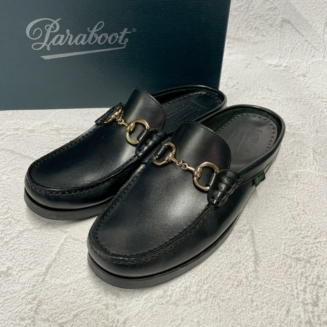 【極美品】Paraboot パラブーツ BAHAMAS MORS バハマ モールス ビットローファー スリッパ 黒 ブラック UK6.5 / 25cm【W3401】