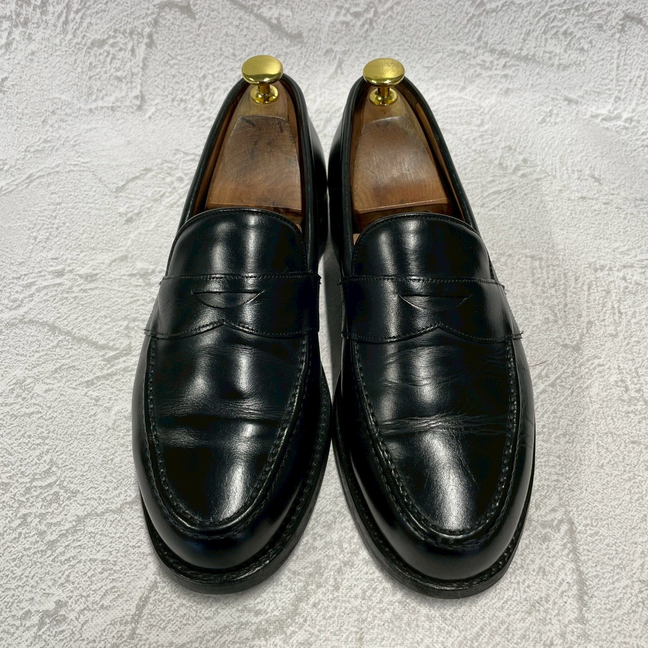 【リフト交換済み】JOSEPH CHEANEY&SONS ジョセフチーニーアンドサンズ HUDSON ハドソン コインローファー ハーフサドル 黒 ブラック UK6 / 24.5〜25.0cm【W3402】