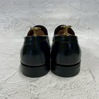 【リフト交換済み】JOSEPH CHEANEY&SONS ジョセフチーニーアンドサンズ HUDSON ハドソン コインローファー ハーフサドル 黒 ブラック UK6 / 24.5〜25.0cm【W3402】