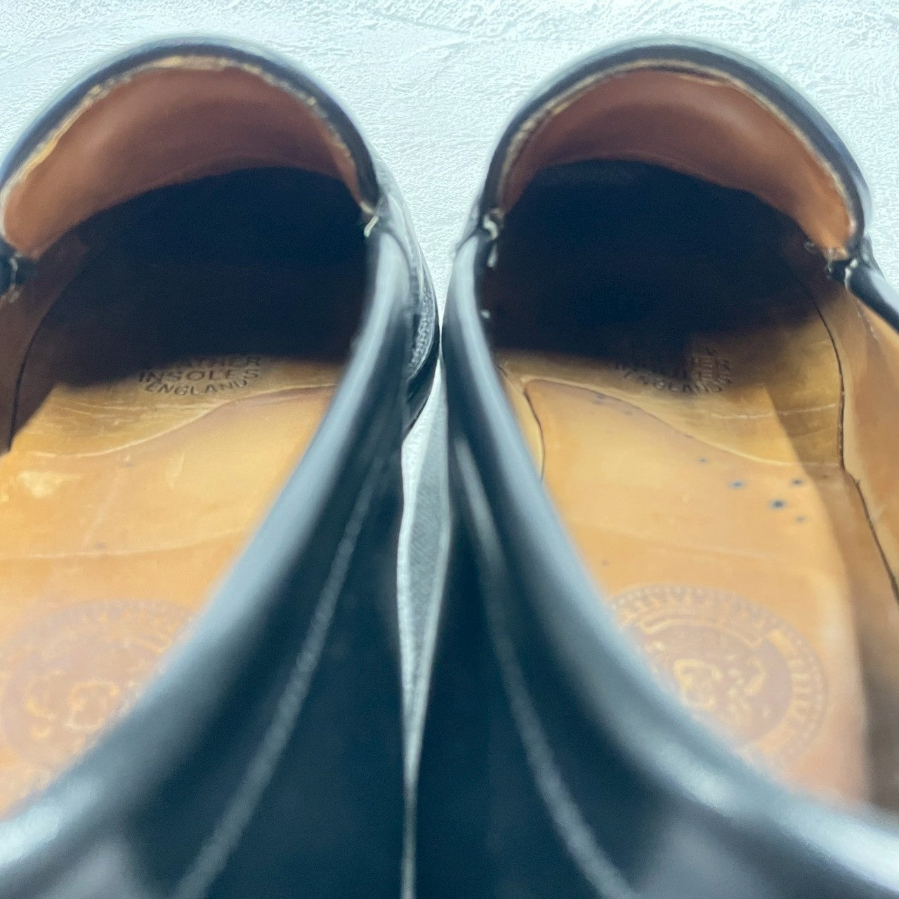 【リフト交換済み】JOSEPH CHEANEY&SONS ジョセフチーニーアンドサンズ HUDSON ハドソン コインローファー ハーフサドル 黒 ブラック UK6 / 24.5〜25.0cm【W3402】