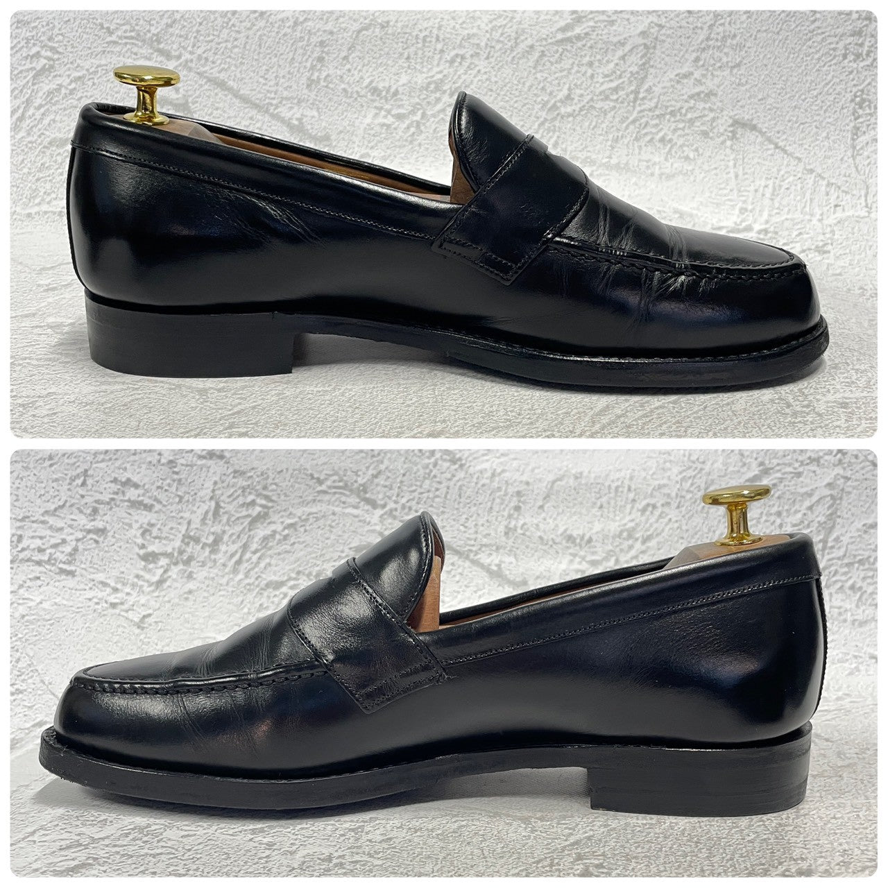 【リフト交換済み】JOSEPH CHEANEY&SONS ジョセフチーニーアンドサンズ HUDSON ハドソン コインローファー ハーフサドル 黒 ブラック UK6 / 24.5〜25.0cm【W3402】