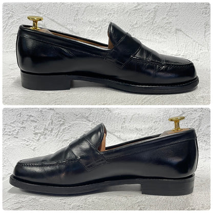 【リフト交換済み】JOSEPH CHEANEY&SONS ジョセフチーニーアンドサンズ HUDSON ハドソン コインローファー ハーフサドル 黒 ブラック UK6 / 24.5〜25.0cm【W3402】