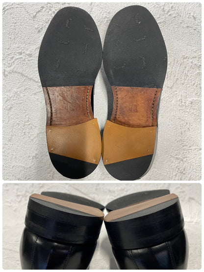 【リフト交換済み】JOSEPH CHEANEY&SONS ジョセフチーニーアンドサンズ HUDSON ハドソン コインローファー ハーフサドル 黒 ブラック UK6 / 24.5〜25.0cm【W3402】