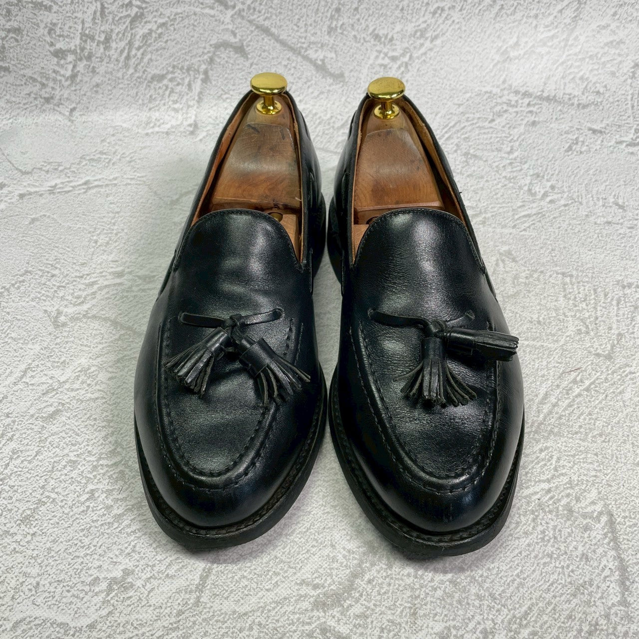 【良品】SANDERS サンダース 2031B TASSEL LOAFER タッセルローファー ダイナイトソール 黒 ブラック UK6.5 / 25.5～26.0 cm【W3405】