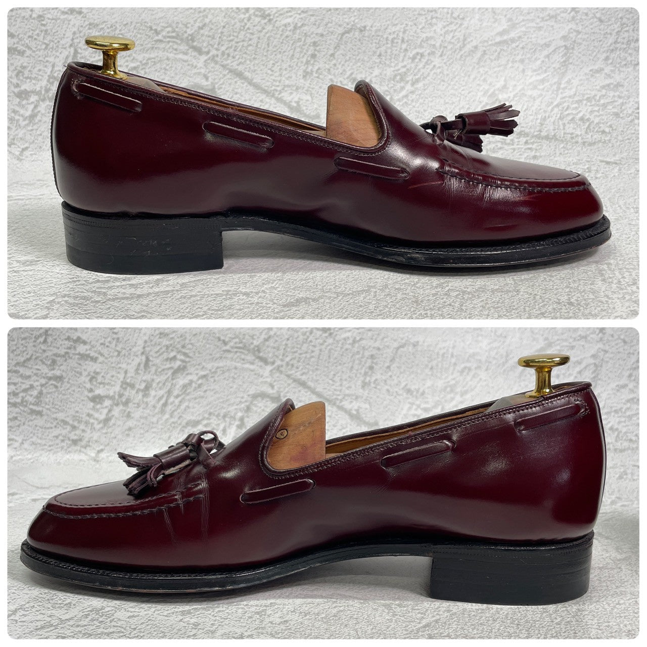 【良品】CHURCH’S チャーチ KEATS キーツ タッセルローファー レザーソール 旧チャーチ 3都市 赤茶 バーガンディ UK6 / 24.5cm【W3404】