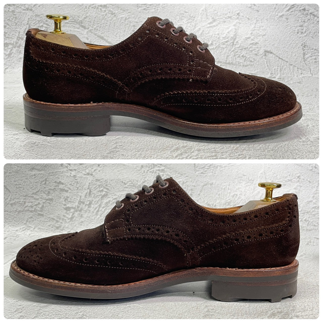 【良品】TRICKER’S トリッカーズ 7252 BOURTON バートン ウィング 外羽根 スエード リッジウェイ 茶 ブラウン UK7.5 / 7h-5 / 26cm【W3407】