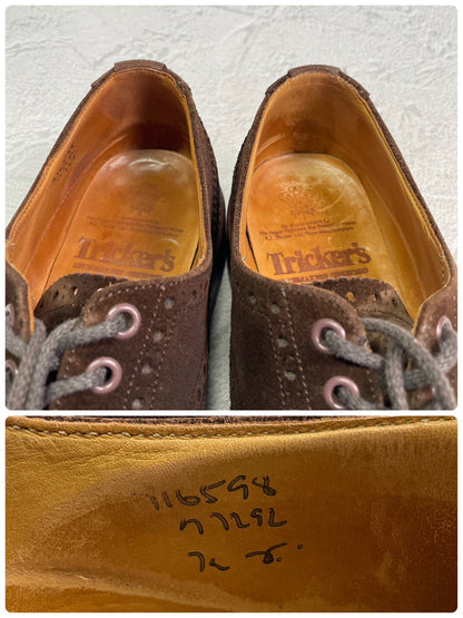 【良品】TRICKER’S トリッカーズ 7252 BOURTON バートン ウィング 外羽根 スエード リッジウェイ 茶 ブラウン UK7.5 / 7h-5 / 26cm【W3407】