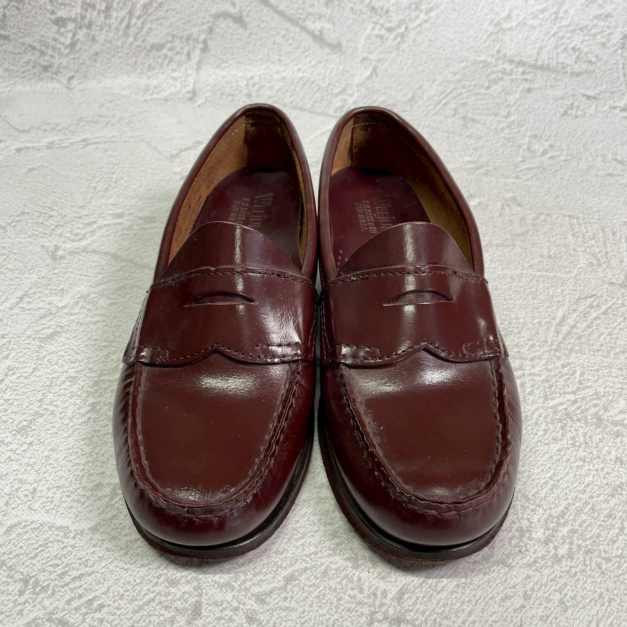 G.H.BASS ジーエイチバス WEEJUNS LOGAN ウィージャンズ ローガン コインローファー ハーフサドル 赤茶 バーガンディ US5.5 / 23.5cm相当【W3409】