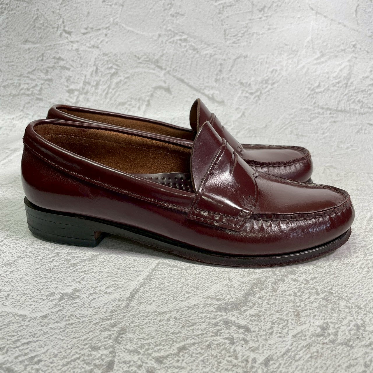 G.H.BASS ジーエイチバス WEEJUNS LOGAN ウィージャンズ ローガン コインローファー ハーフサドル 赤茶 バーガンディ US5.5 / 23.5cm相当【W3409】