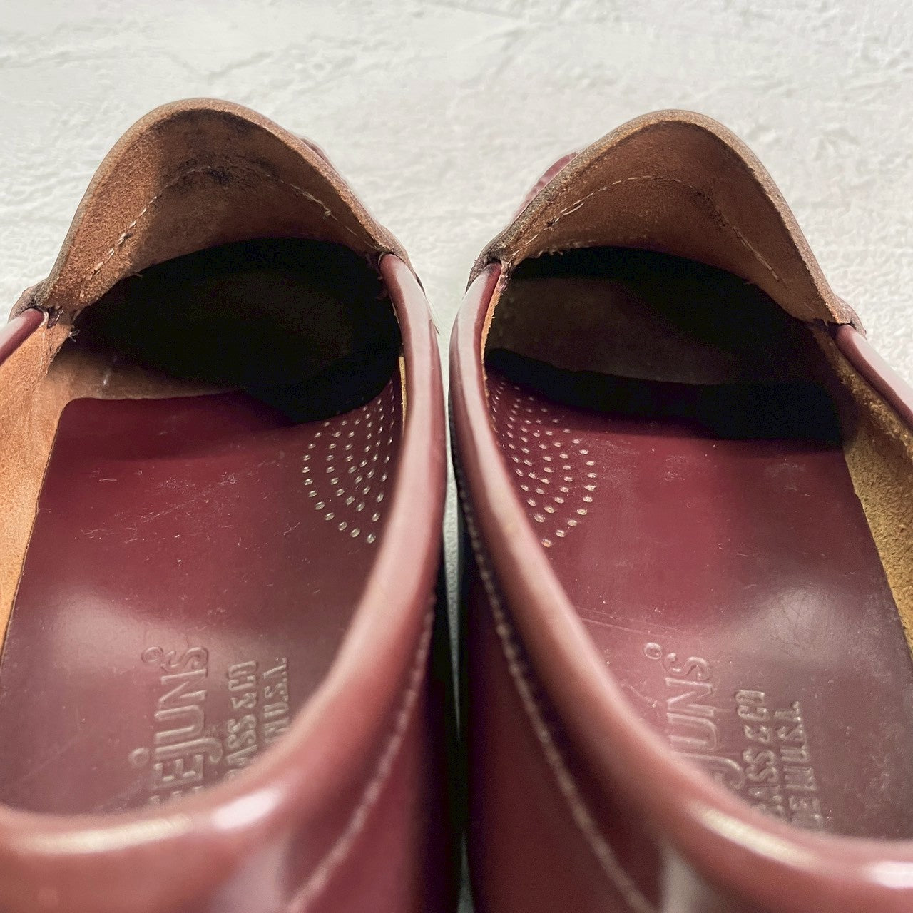 G.H.BASS ジーエイチバス WEEJUNS LOGAN ウィージャンズ ローガン コインローファー ハーフサドル 赤茶 バーガンディ US5.5 / 23.5cm相当【W3409】