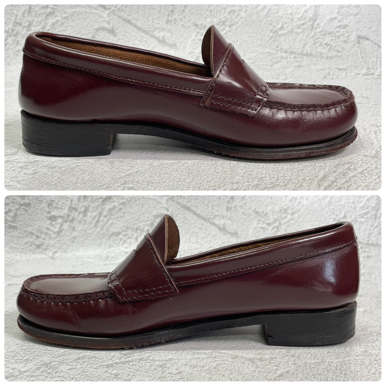 G.H.BASS ジーエイチバス WEEJUNS LOGAN ウィージャンズ ローガン コインローファー ハーフサドル 赤茶 バーガンディ US5.5 / 23.5cm相当【W3409】