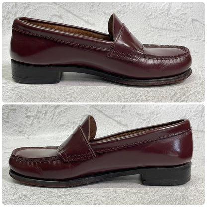 G.H.BASS ジーエイチバス WEEJUNS LOGAN ウィージャンズ ローガン コインローファー ハーフサドル 赤茶 バーガンディ US5.5 / 23.5cm相当【W3409】