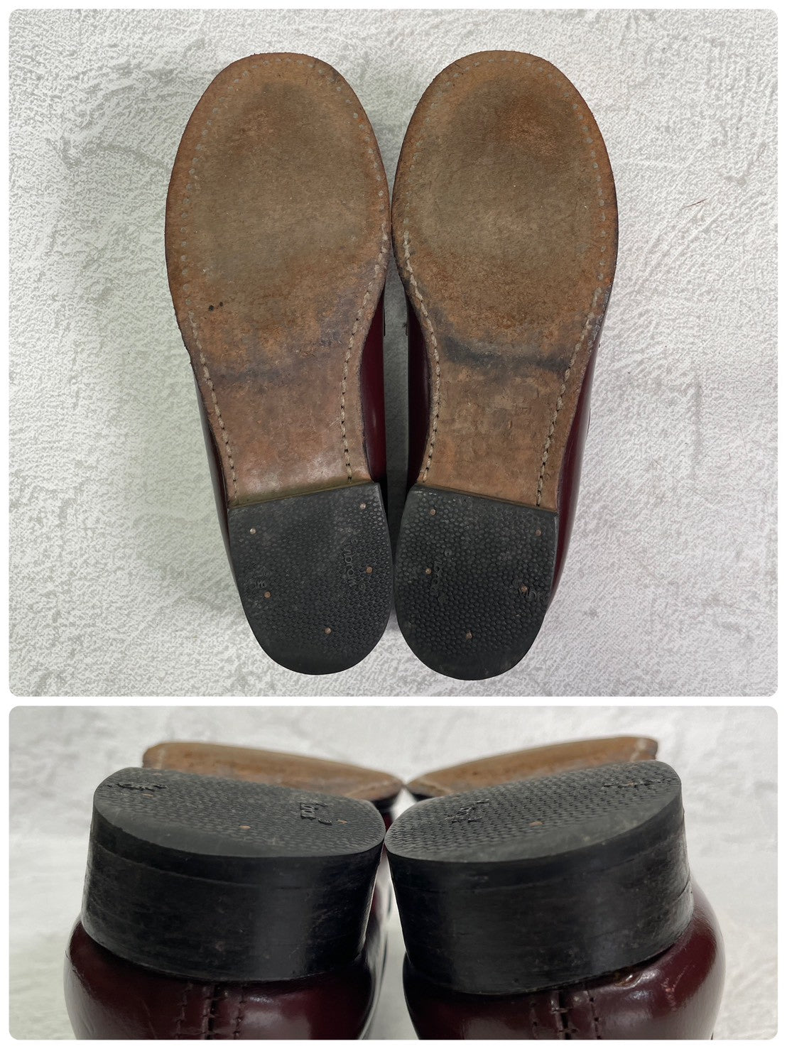 G.H.BASS ジーエイチバス WEEJUNS LOGAN ウィージャンズ ローガン コインローファー ハーフサドル 赤茶 バーガンディ US5.5 / 23.5cm相当【W3409】