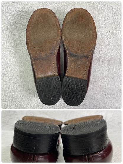 G.H.BASS ジーエイチバス WEEJUNS LOGAN ウィージャンズ ローガン コインローファー ハーフサドル 赤茶 バーガンディ US5.5 / 23.5cm相当【W3409】