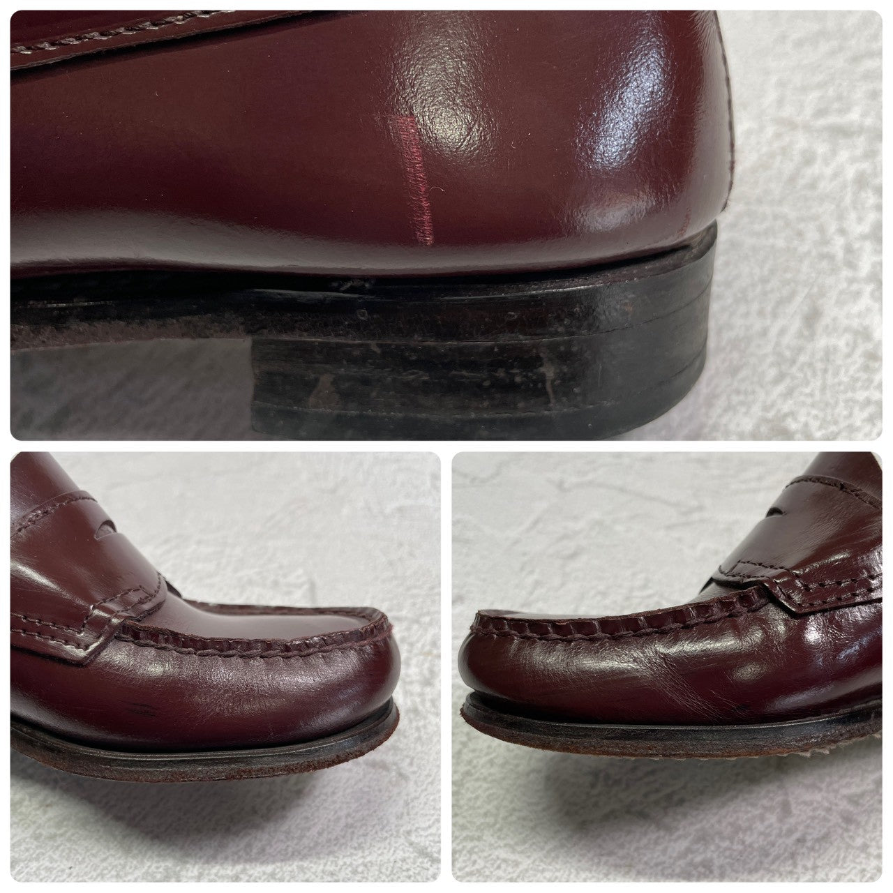 G.H.BASS ジーエイチバス WEEJUNS LOGAN ウィージャンズ ローガン コインローファー ハーフサドル 赤茶 バーガンディ US5.5 / 23.5cm相当【W3409】