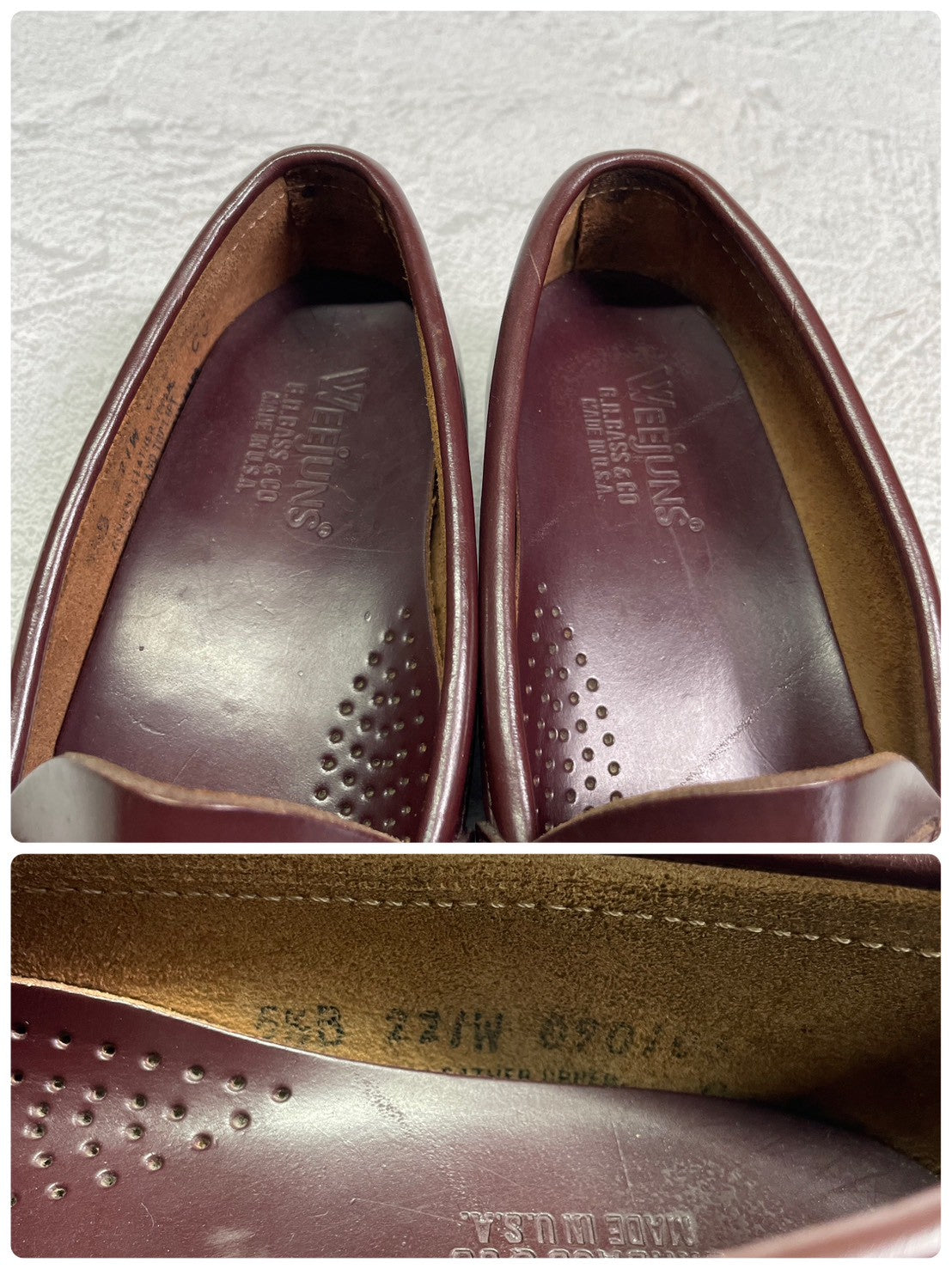 G.H.BASS ジーエイチバス WEEJUNS LOGAN ウィージャンズ ローガン コインローファー ハーフサドル 赤茶 バーガンディ US5.5 / 23.5cm相当【W3409】