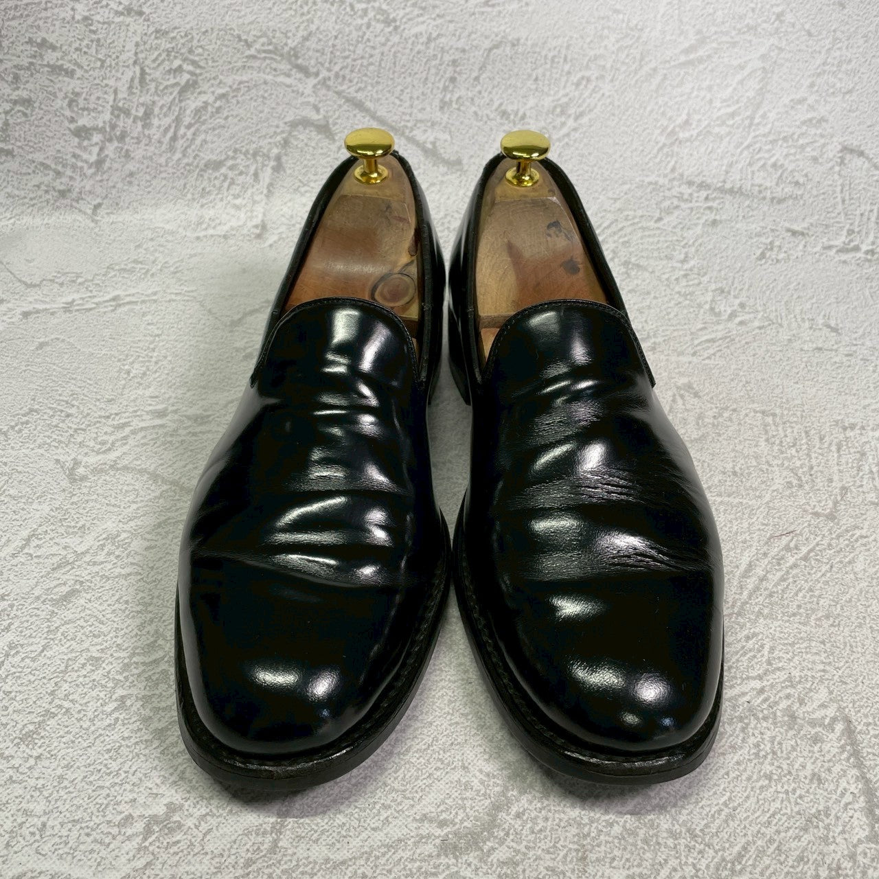 SANDERS サンダース スリッポン ローファー 黒 ブラック BLACK UK8相当 / 約27cm 【W3410】