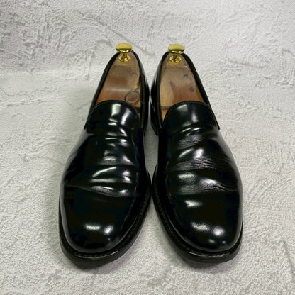 SANDERS サンダース スリッポン ローファー 黒 ブラック BLACK UK8相当 / 約27cm 【W3410】