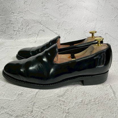 SANDERS サンダース スリッポン ローファー 黒 ブラック BLACK UK8相当 / 約27cm 【W3410】