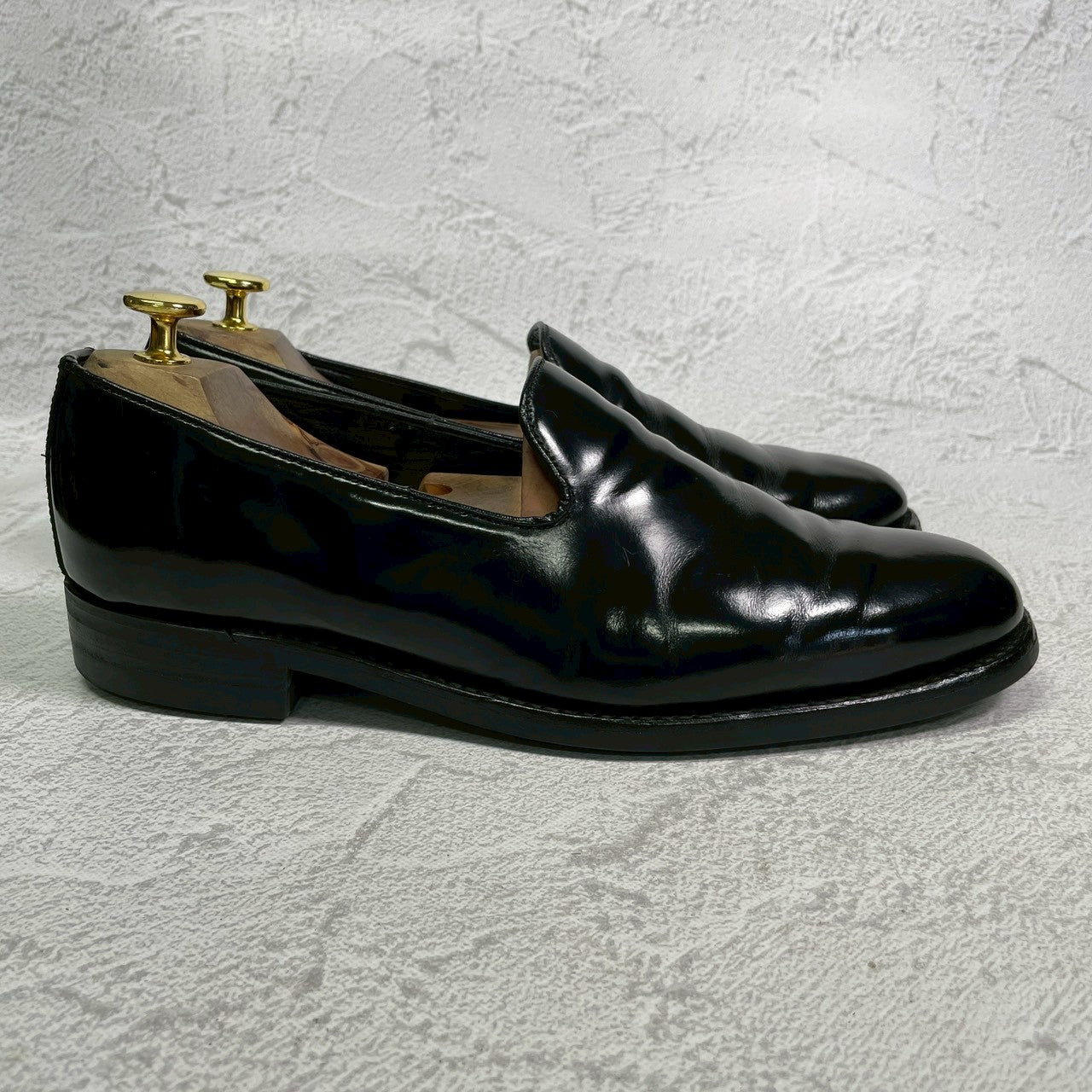 SANDERS サンダース スリッポン ローファー 黒 ブラック BLACK UK8相当 / 約27cm 【W3410】