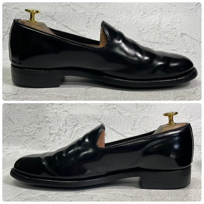 SANDERS サンダース スリッポン ローファー 黒 ブラック BLACK UK8相当 / 約27cm 【W3410】