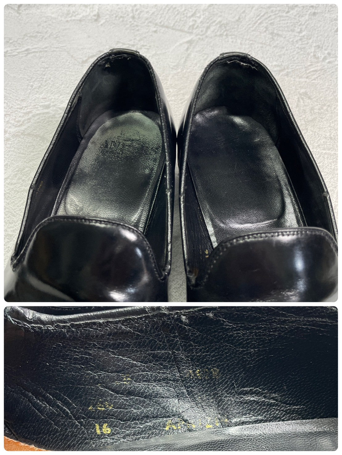 SANDERS サンダース スリッポン ローファー 黒 ブラック BLACK UK8相当 / 約27cm 【W3410】