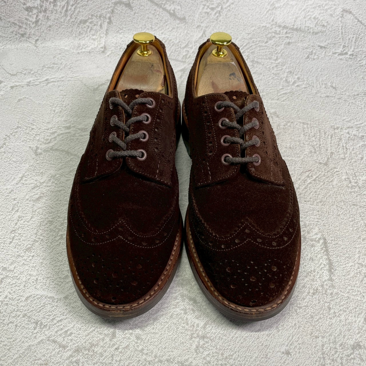 【良品】TRICKER’S トリッカーズ 7252 BOURTON バートン ウィング 外羽根 スエード リッジウェイ 茶 ブラウン UK7.5 / 7h-5 / 26cm【W3407】