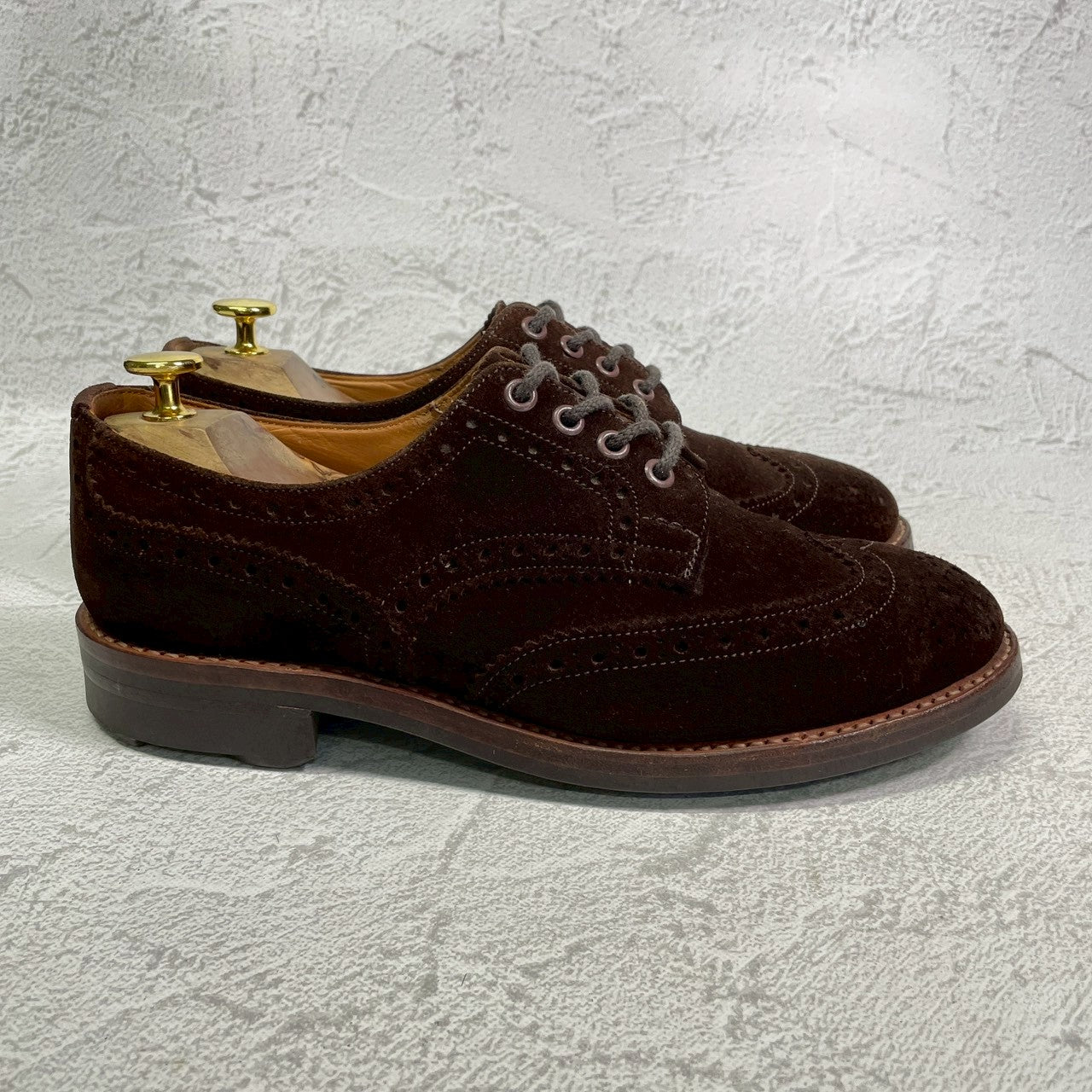 【良品】TRICKER’S トリッカーズ 7252 BOURTON バートン ウィング 外羽根 スエード リッジウェイ 茶 ブラウン UK7.5 / 7h-5 / 26cm【W3407】