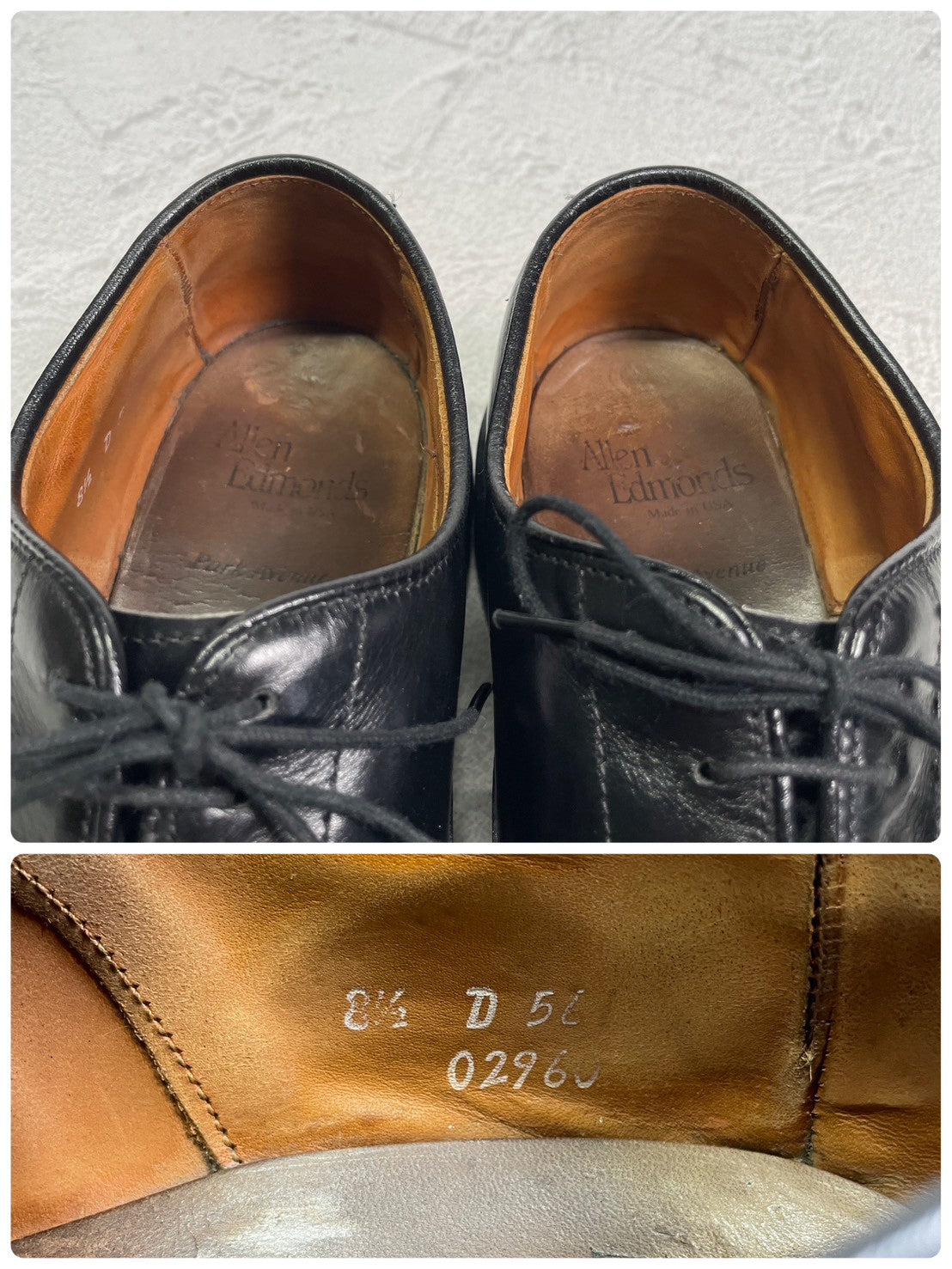 【ハーフラバー装着済み】Allen Edmonds アレンエドモンズ Park Avenue パークアベニュー ストレート 内羽根 6アイレット 黒 ブラック US8.5 / 26.5cm【W3411】