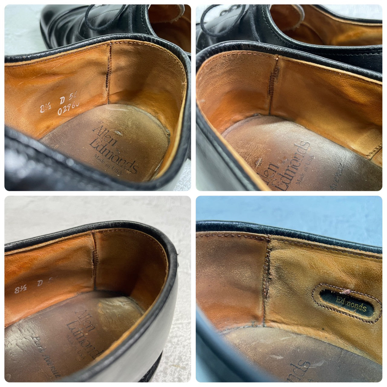 【ハーフラバー装着済み】Allen Edmonds アレンエドモンズ Park Avenue パークアベニュー ストレート 内羽根 6アイレット 黒 ブラック US8.5 / 26.5cm【W3411】