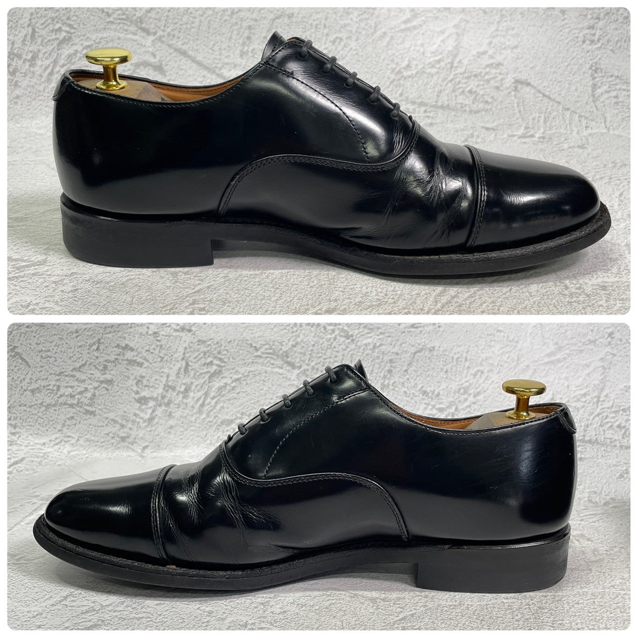 REGAL リーガル ストレートチップ 内羽根 ガラスレザー 黒 ブラック BLACK 26cm【W3412】