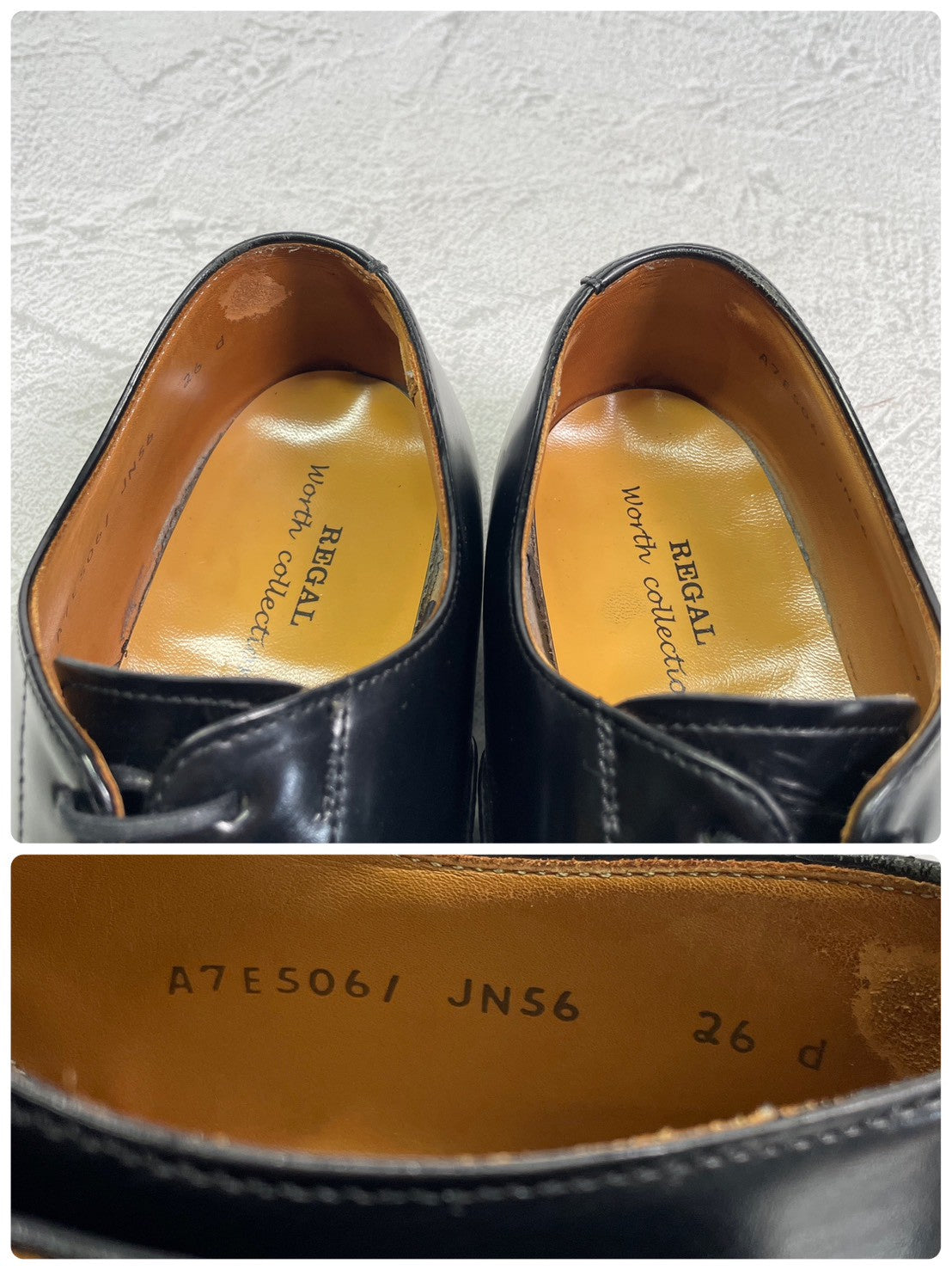 REGAL リーガル ストレートチップ 内羽根 ガラスレザー 黒 ブラック BLACK 26cm【W3412】