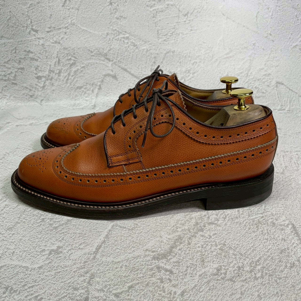 【良品】REGAL リーガル INPERIAL GRADE インペリアルグレード 2235 ロングウイング 外羽根 メダリオン フルブローグ 茶 ライトブラウン 25cm【W3413】